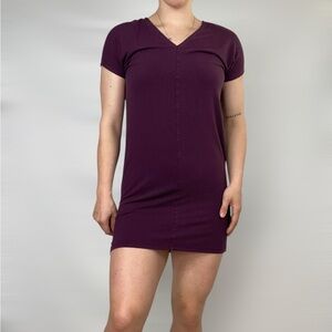 LILLA P‎ Double V Neck Dress Mini Stretch Oversized Fit